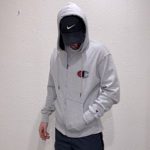 VINTAGE Champion Fleece Zip-up w/ Hood - Medium